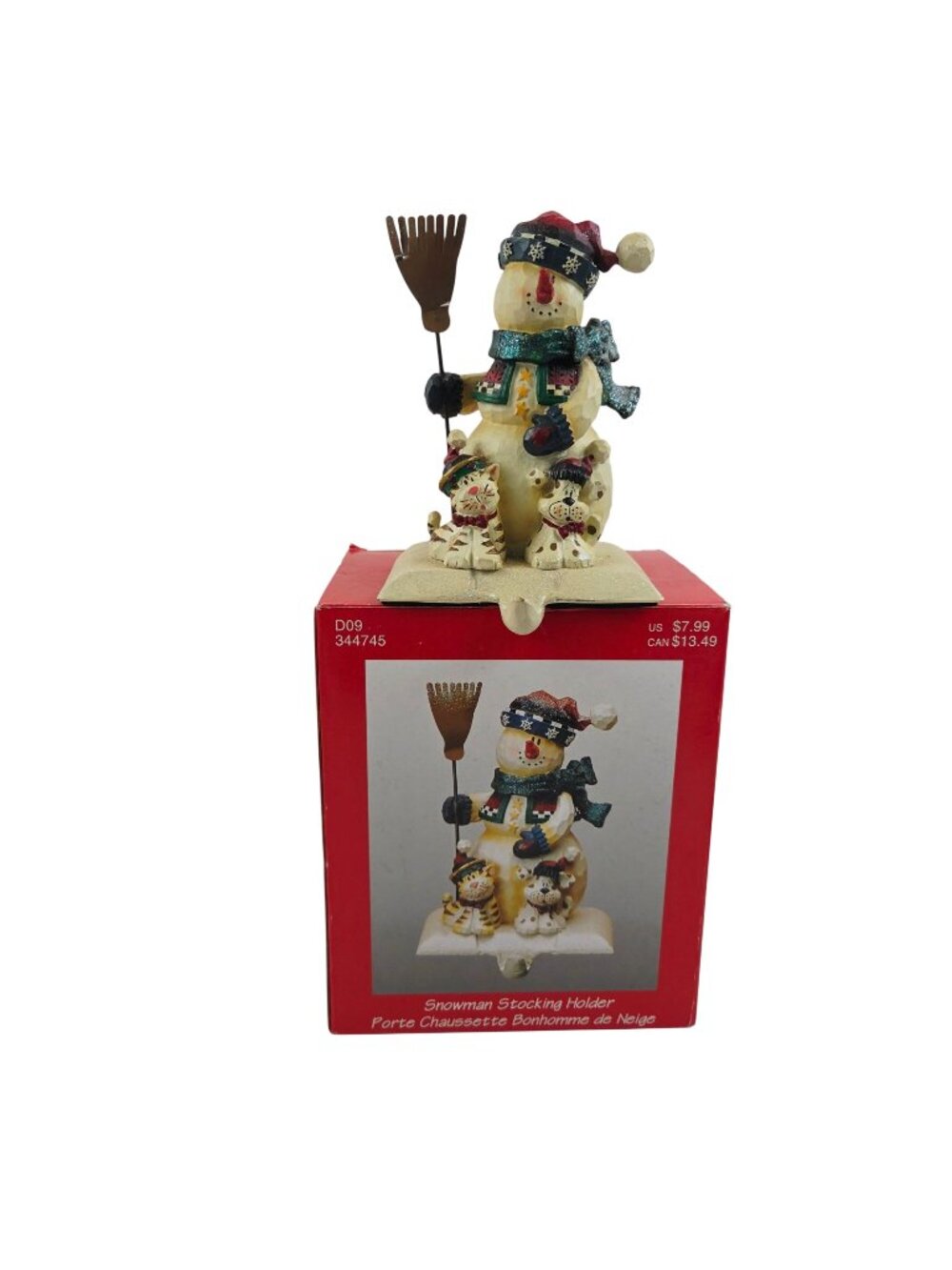 Michaels Snowman Stocking Holder Resin Cat Dog Broom Christmas Decor Holiday